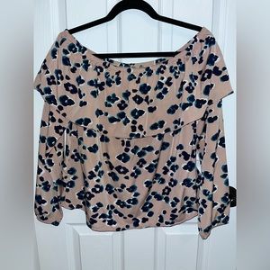Off shoulder leopard ruffle top